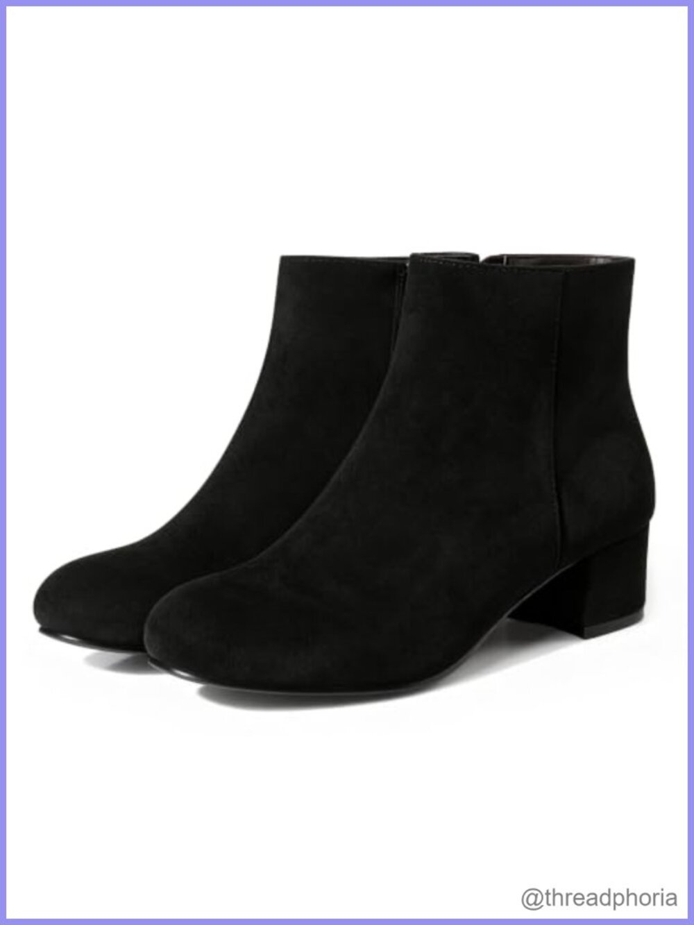 Gogo Ankle Boots Faux Suede Side Zip Low Block Heel Booties